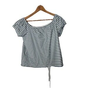 Madewell Women's Blue Stripe Melody Off Shoulder Top Size XL